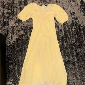 Women’s Lulu Yellow Puff-Sleeve Dress - Size Medium